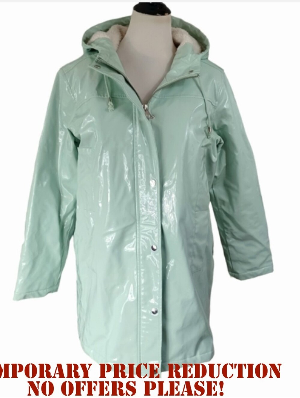 ASOS PARTIALLY SHERPA LINED RAIN COAT WITH HOOD SIZE 12 NWOT